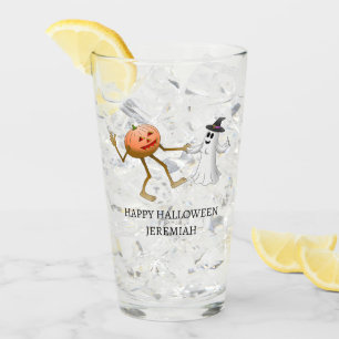 Tanzender Halloween-Kürbis und Geist Glas