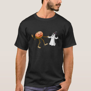 Tanzender Halloween-Kürbis und Geist T-Shirt