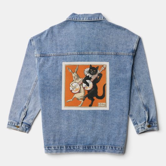 Tanzender Hase und Katze Jeansjacke (Rückseite)