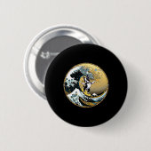Tanzender Hund Surfboard Große Welle Surfen - Bost Button (Vorne & Hinten)
