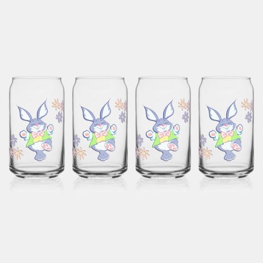 Tanzender lila Osterhase Dosenglas (Vorderseite)
