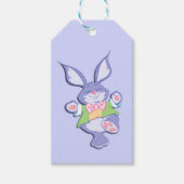 Tanzender lila Osterhase Geschenkanhänger (Vorderseite)