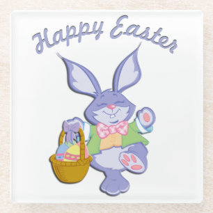 Tanzender lila Osterhase Glasuntersetzer