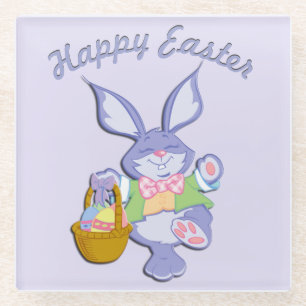 Tanzender lila Osterhase Lavendel Glasuntersetzer