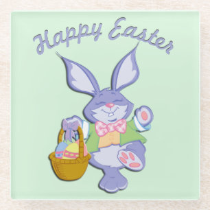 Tanzender lila Osterhase Mint Glasuntersetzer