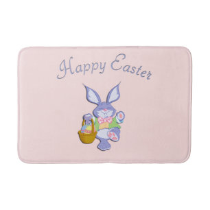 Tanzender lila Osterhase Pink Badematte