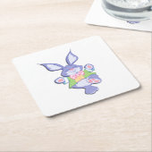 Tanzender lila Osterhase Rechteckiger Pappuntersetzer (angewinkelt)