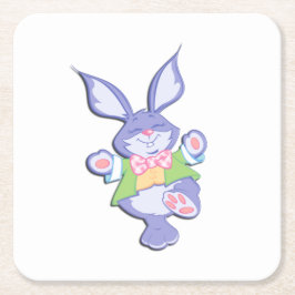 Tanzender lila Osterhase Rechteckiger Pappuntersetzer