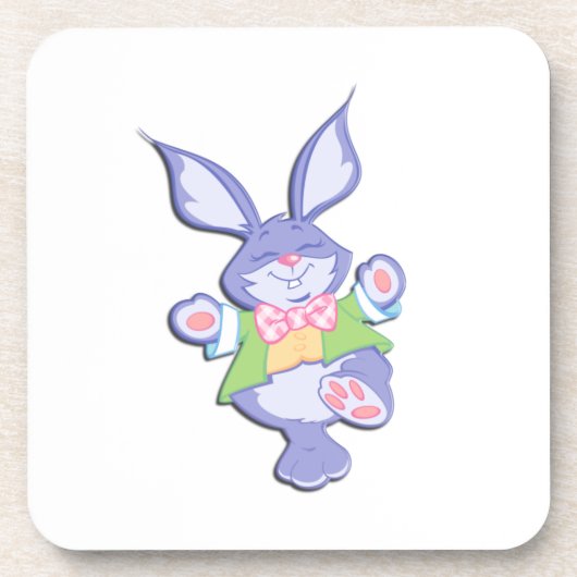 Tanzender lila Osterhase Untersetzer (Vorderseite)