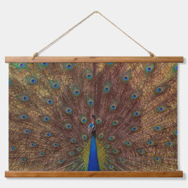 Tanzender Pfau (Landschaft) Wandteppich Mit Holzrahmen