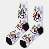 Tanzender Schneemann und Schneefrau Socken (Linkes Detail)