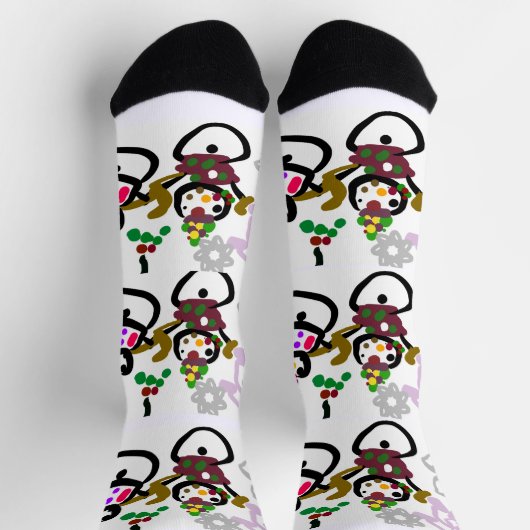 Tanzender Schneemann und Schneefrau Socken (Oben)