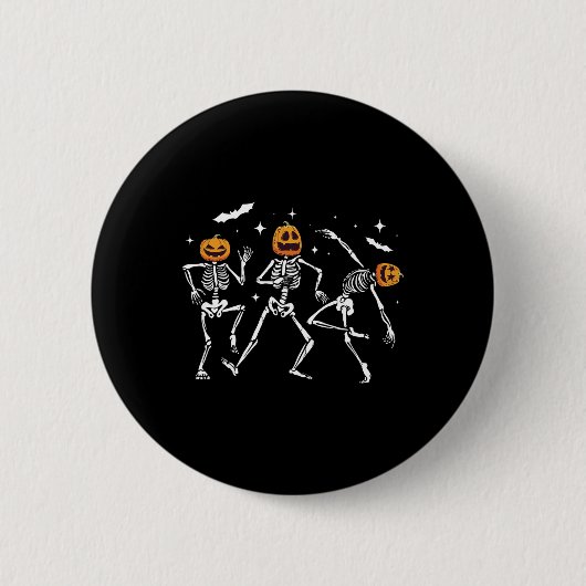 Tanzender Skelett-Kürbis Halloween Button (Vorderseite)