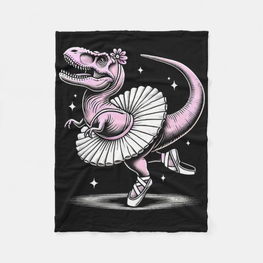 Tanzender T-Rex im Tutu und Pantoffeln Fleecedecke (Vorderseite)