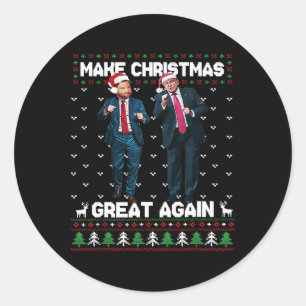 Tanzender Trump Santa und Dj Vance machen Weihnach Runder Aufkleber
