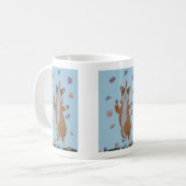 Tanzender walisischer Corgi mit Schmetterlingen Kaffeetasse (Vorderseite Links)