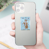 Tanzender Welsh Corgi mit Schmetterlingen Aufkleber (Telefon)