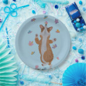 Tanzender Welsh Corgi mit Schmetterlingen Pappteller (Party)