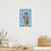 Tanzender Welsh Corgi mit Schmetterlingen Poster (Küche)