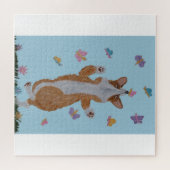 Tanzender Welsh Corgi mit Schmetterlingen Puzzle (Horizontal)