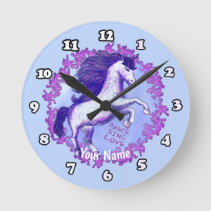 Tanzendes Einhorn   Runde Wanduhr