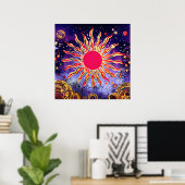 „Tanzendes Feuer des Kosmos“ Die Sonne Poster (Heimbüro)