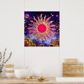 „Tanzendes Feuer des Kosmos“ Die Sonne Poster (Küche)