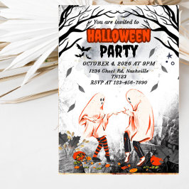 Tanzendes Gespenster-Paar Halloween-Party Einladung