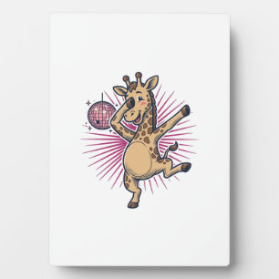 Tanzendes-Giraffe-Disco-Kugel-Vintage-Stickerei-Sh Fotoplatte