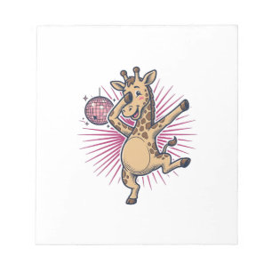 Tanzendes-Giraffe-Disco-Kugel-Vintage-Stickerei-Sh Notizblock