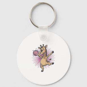 Tanzendes-Giraffe-Disco-Kugel-Vintage-Stickerei-Sh Schlüsselanhänger