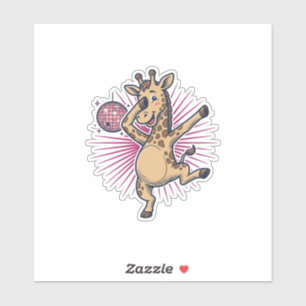 Tanzendes Giraffen-Disco-Kugel-Vintage-Gravur-Shir Aufkleber