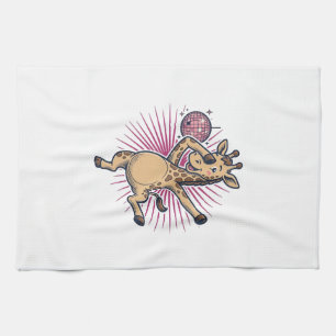 Tanzendes Giraffen-Disco-Kugel-Vintage-Gravur-Shir Geschirrtuch