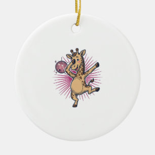 Tanzendes Giraffen-Disco-Kugel-Vintage-Gravur-Shir Keramik Ornament