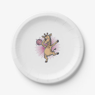 Tanzendes Giraffen-Disco-Kugel-Vintage-Gravur-Shir Pappteller