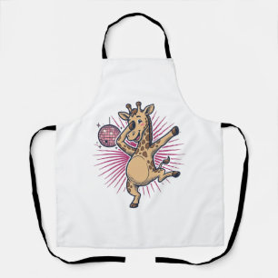 Tanzendes Giraffen-Disco-Kugel-Vintage-Gravur-Shir Schürze