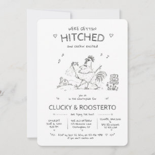 Tanzendes Huhn und Hahn Landhochzeit Einladung