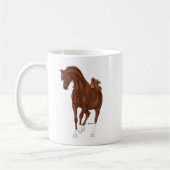 Tanzendes Kastanienbraunes Arabisches Pferd Reitsp Kaffeetasse (Links)