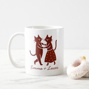 Tanzendes Katzenpaar, süße Hochzeit mit eigenem Na Kaffeetasse