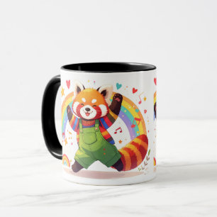 Tanzendes Kawaii-Tier mit Regenbogen Tasse