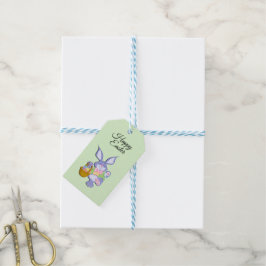 Tanzendes lila Osterhasen-Minzen-Grün Geschenkanhänger