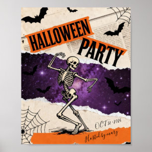 Tanzendes Skelett Anpassbare Halloween-Party Poster