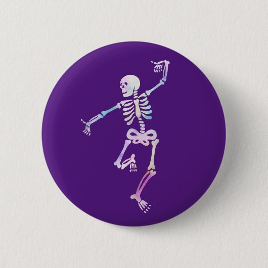 Tanzendes Skelett Aquarell Button (Vorderseite)