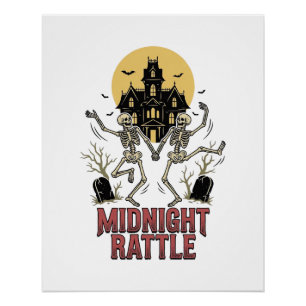 Tanzendes Skelett Halloween Verlassenes Herrenhaus Poster