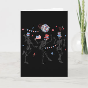 Tanzendes Skelett Retro 4. Juli Amerikanische Flag Karte