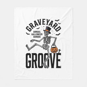 Tanzendes Skelett-Shirt mit Kürbis Vintage Hallowe Fleecedecke