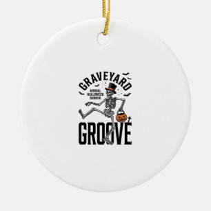 Tanzendes Skelett-Shirt mit Kürbis Vintage Hallowe Keramik Ornament