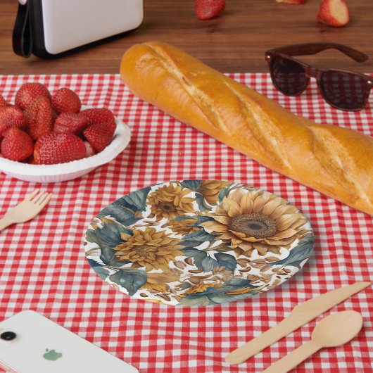 Tanzendes Sonnenblumen-Musterdesign Pappteller (Picknick)