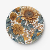 Tanzendes Sonnenblumen-Musterdesign Pappteller (Vorderseite)