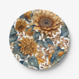 Tanzendes Sonnenblumen-Musterdesign Pappteller
